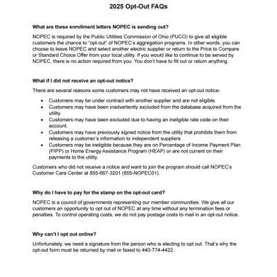 Opt-out FAQs